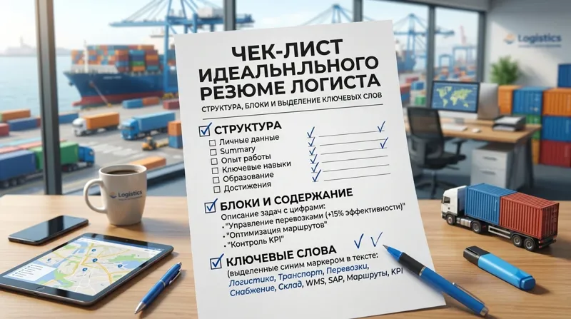 Чек-лист идеального резюме логиста: структура, блоки и выделение ключевых слов