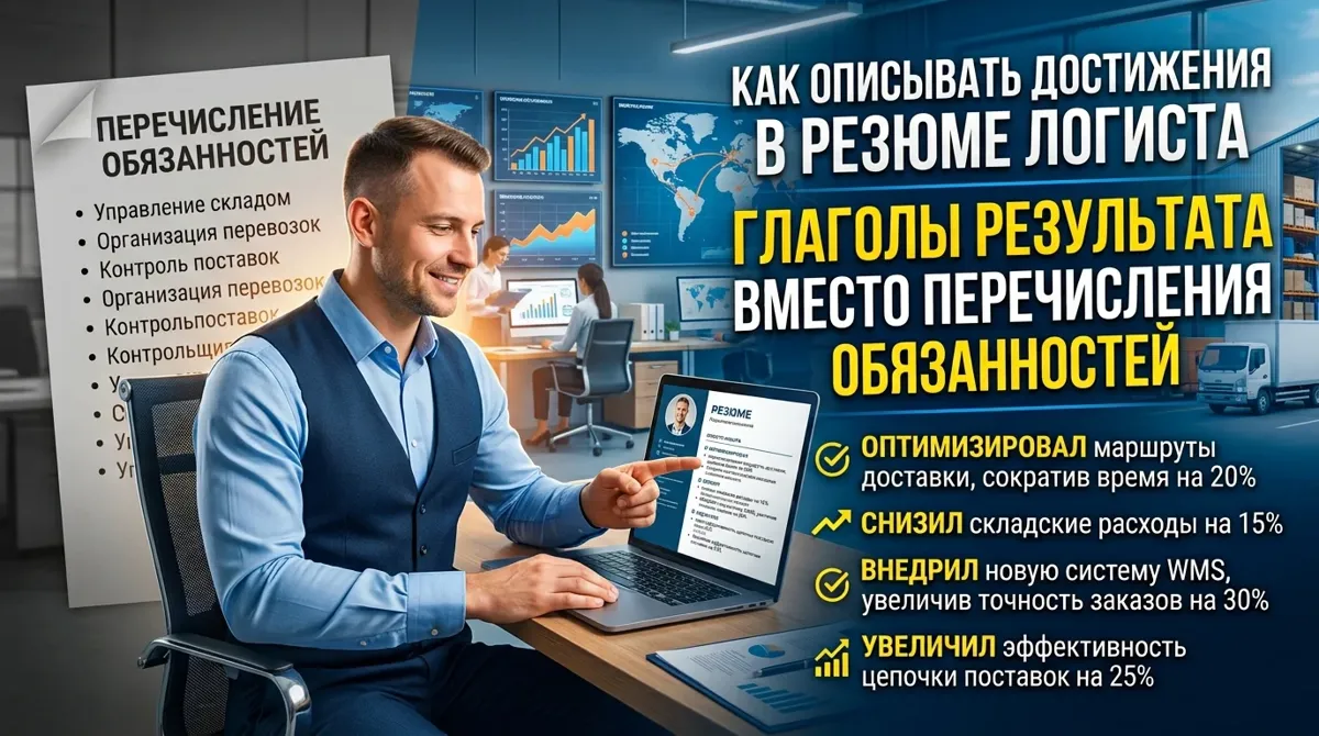 Как описывать достижения в резюме логиста: глаголы результата вместо перечисления обязанностей